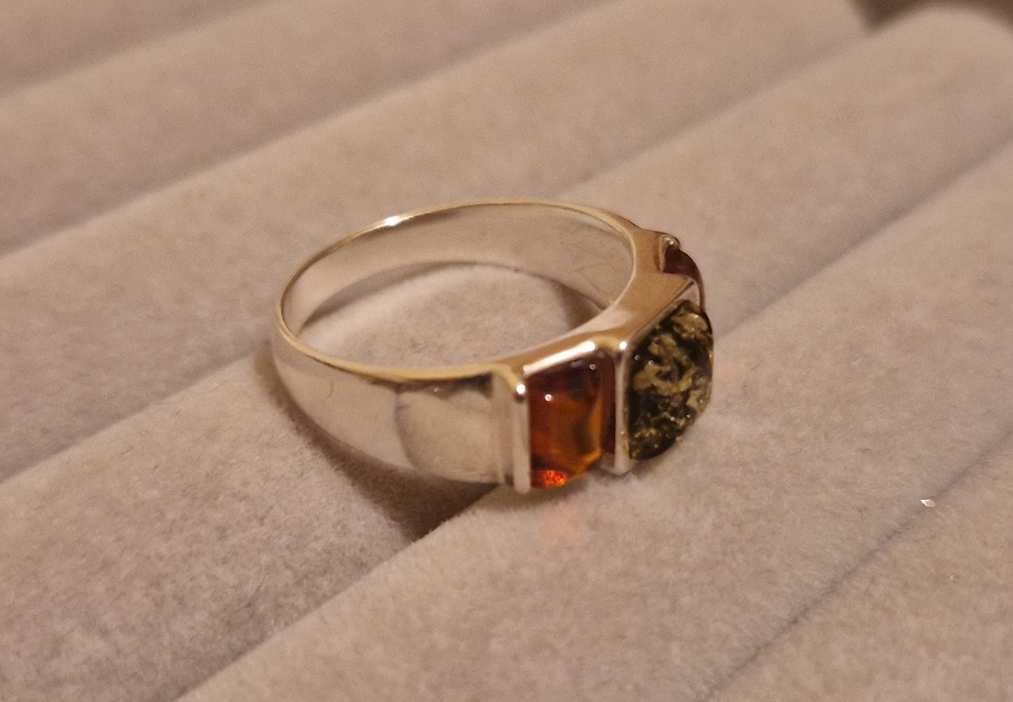 Sterling silver ring with Amber