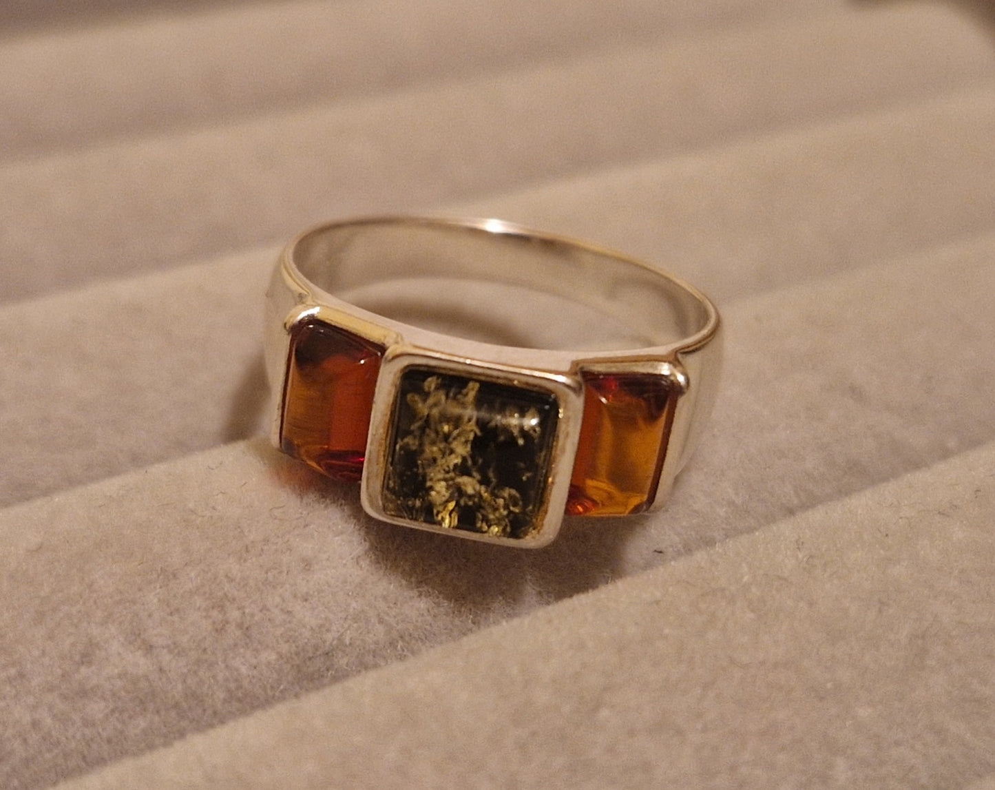 Sterling silver ring with Amber