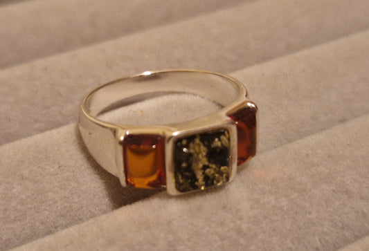 Sterling silver ring with Amber