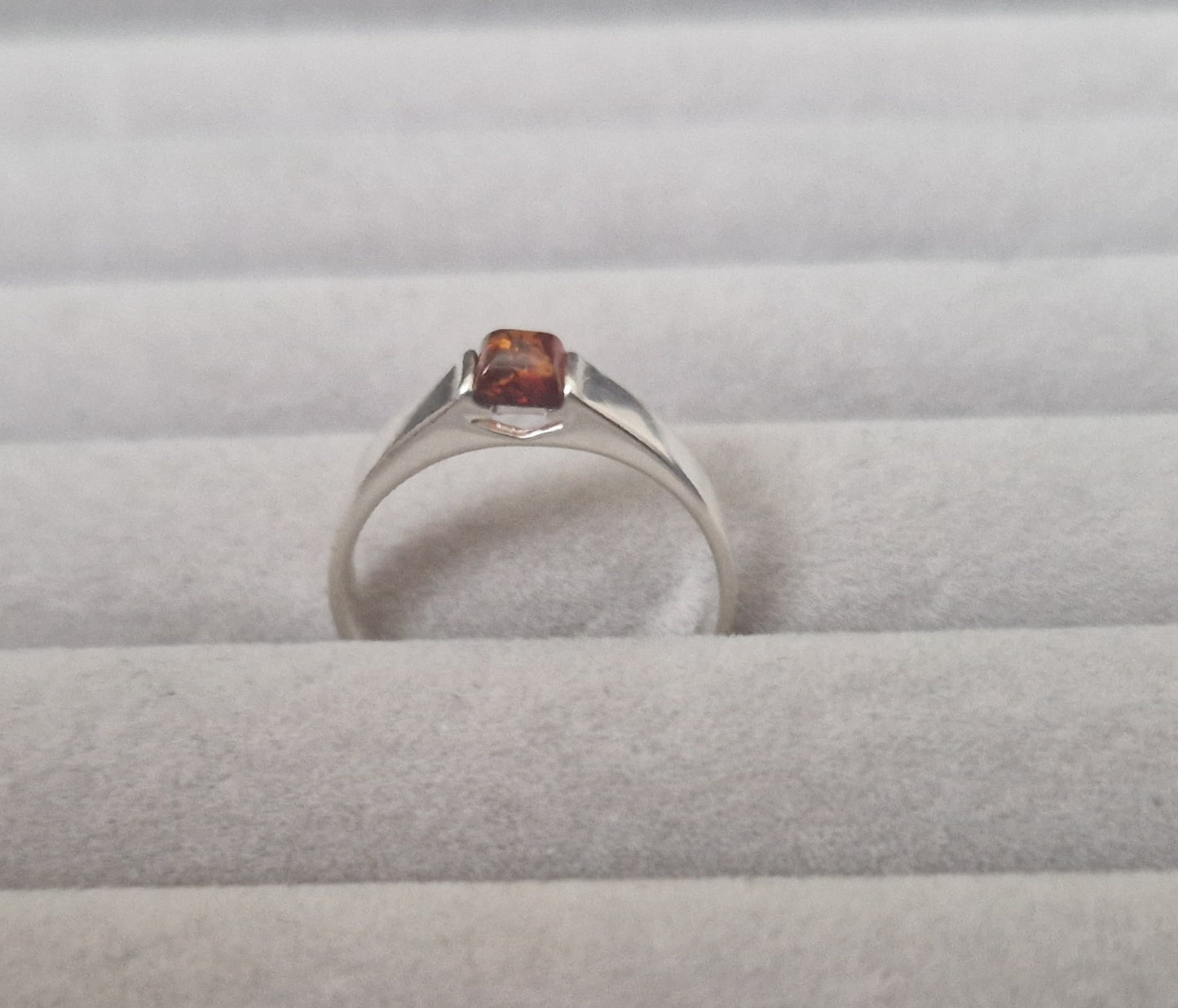 Sterling silver ring with Amber