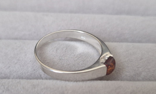 Sterling silver ring with Amber