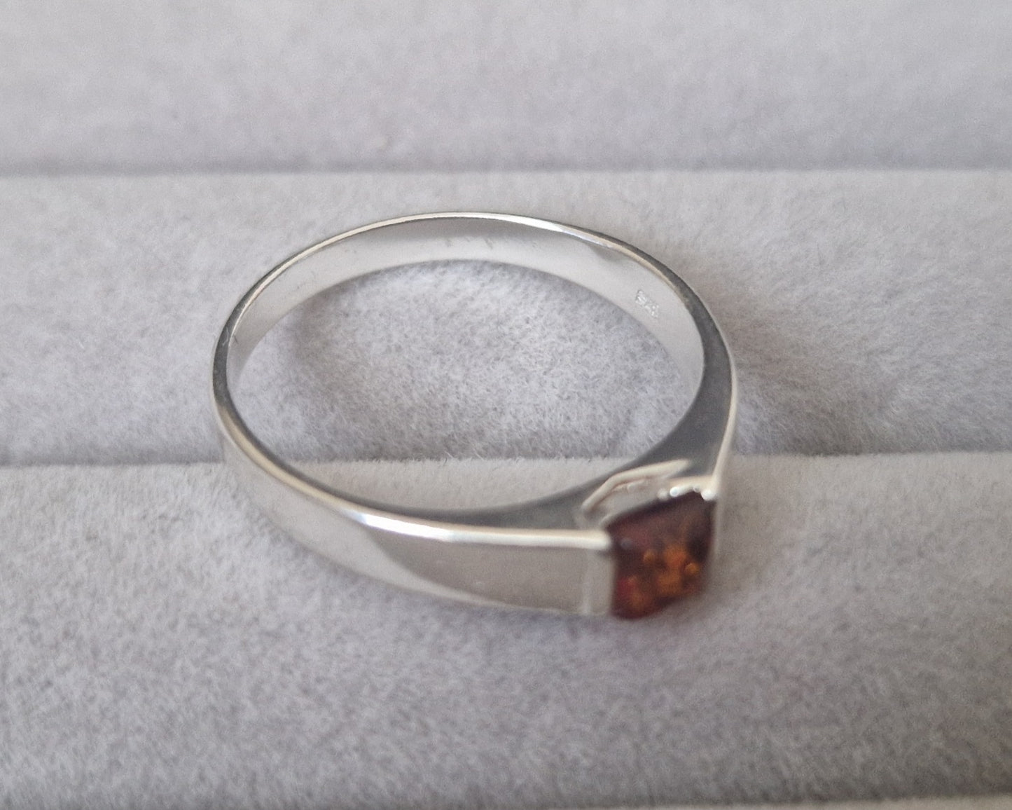 Sterling silver ring with Amber