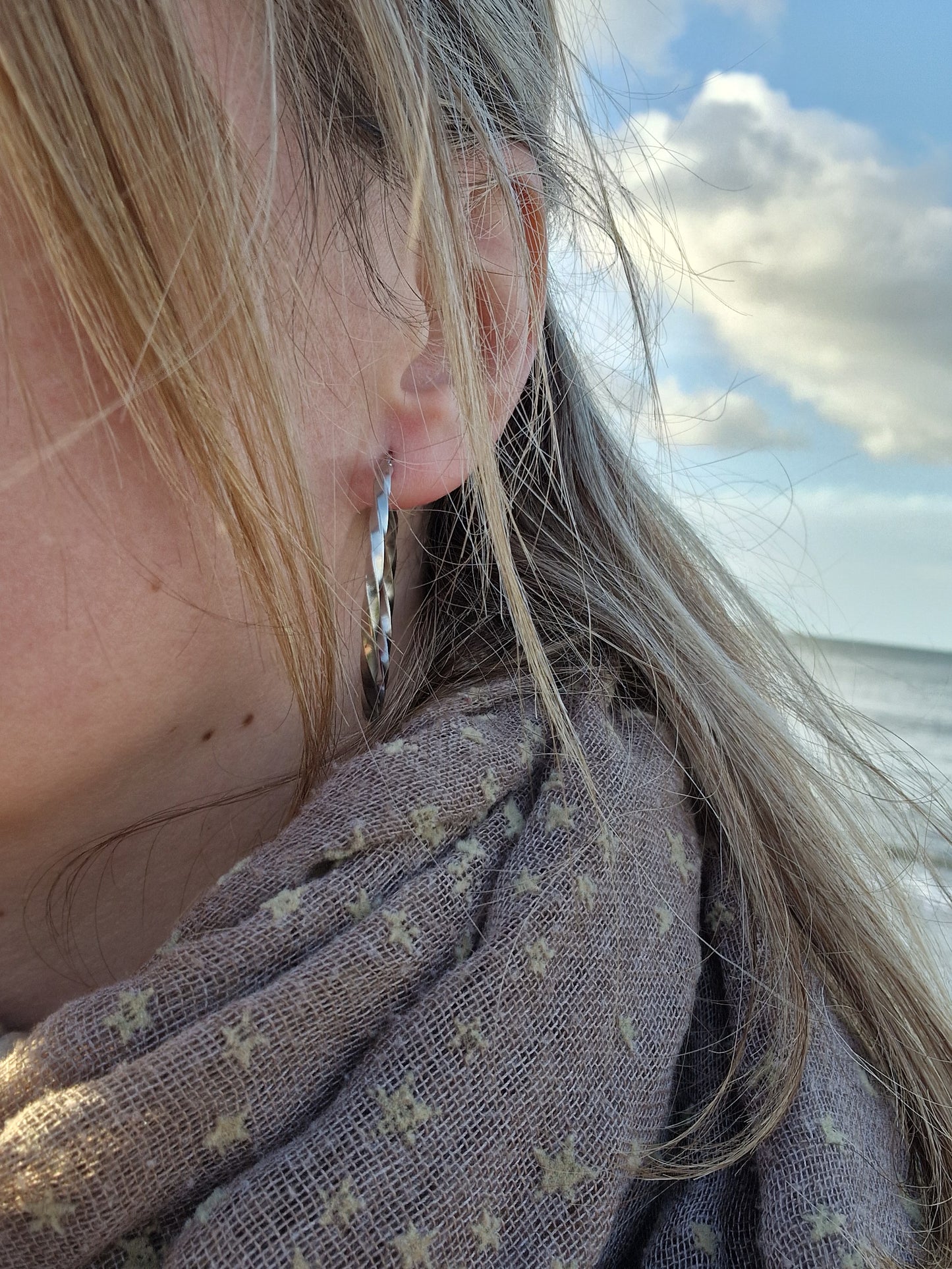 Beautiful large stainless steel hoops in silver