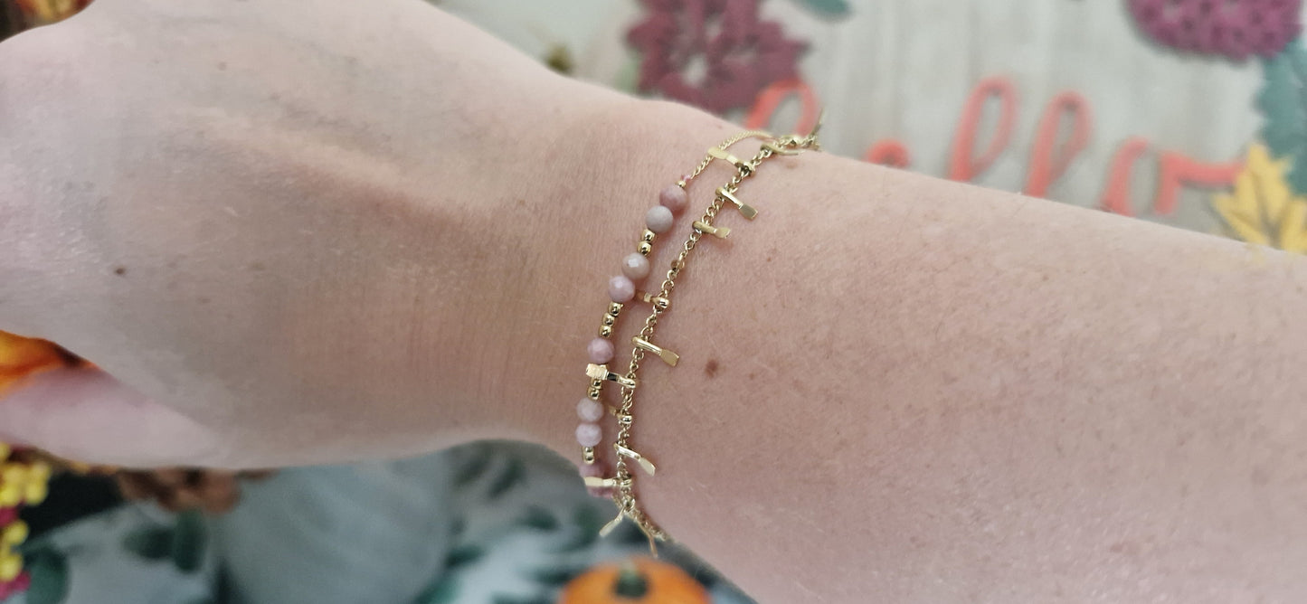 Stainless steel double bracelet in gold