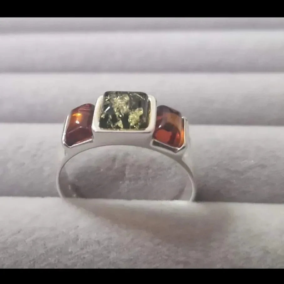 Sterling silver ring with Amber