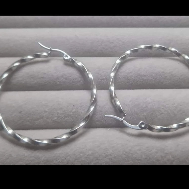 Beautiful large stainless steel hoops in silver