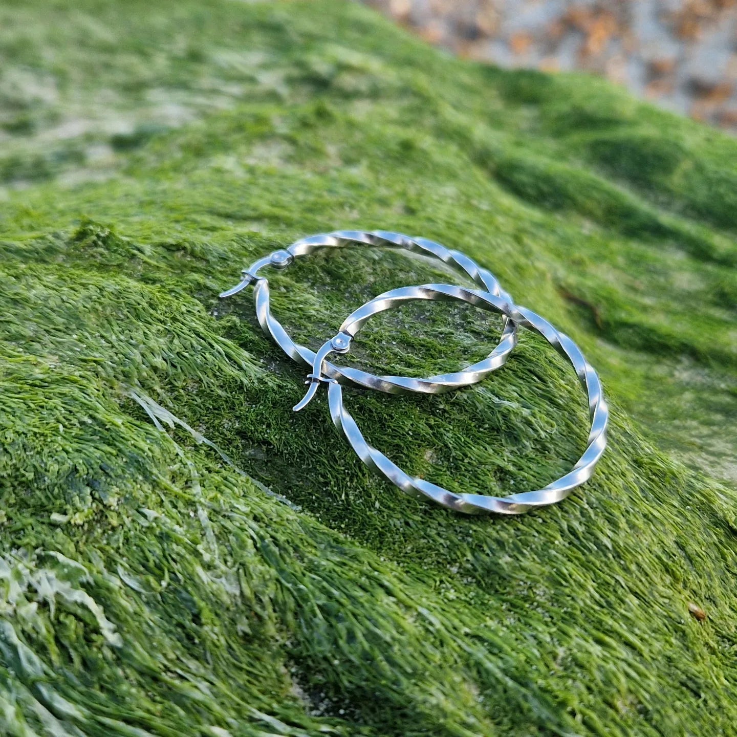 Beautiful large stainless steel hoops in silver